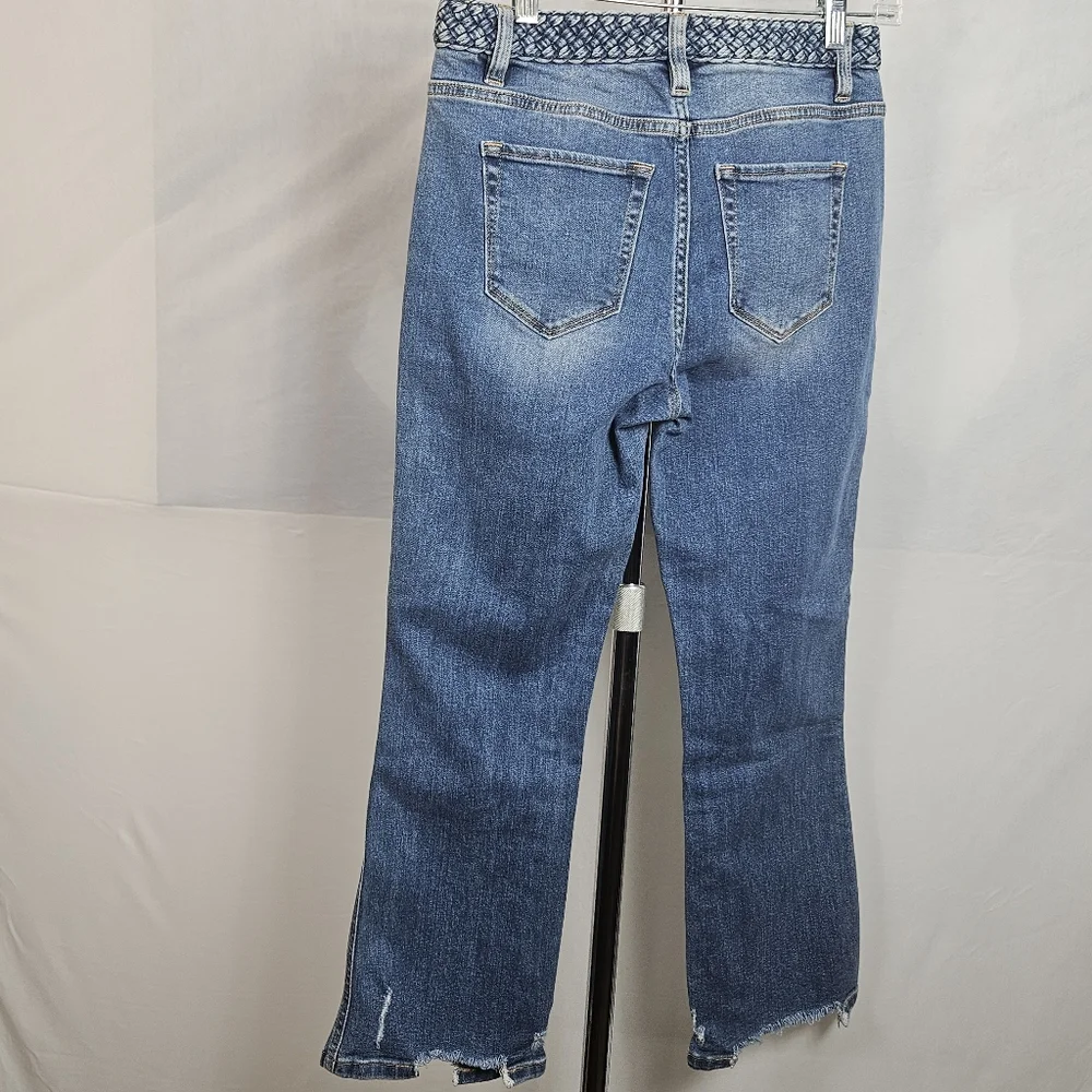 Miss Me button fly cropped jeans braided waistband size 26